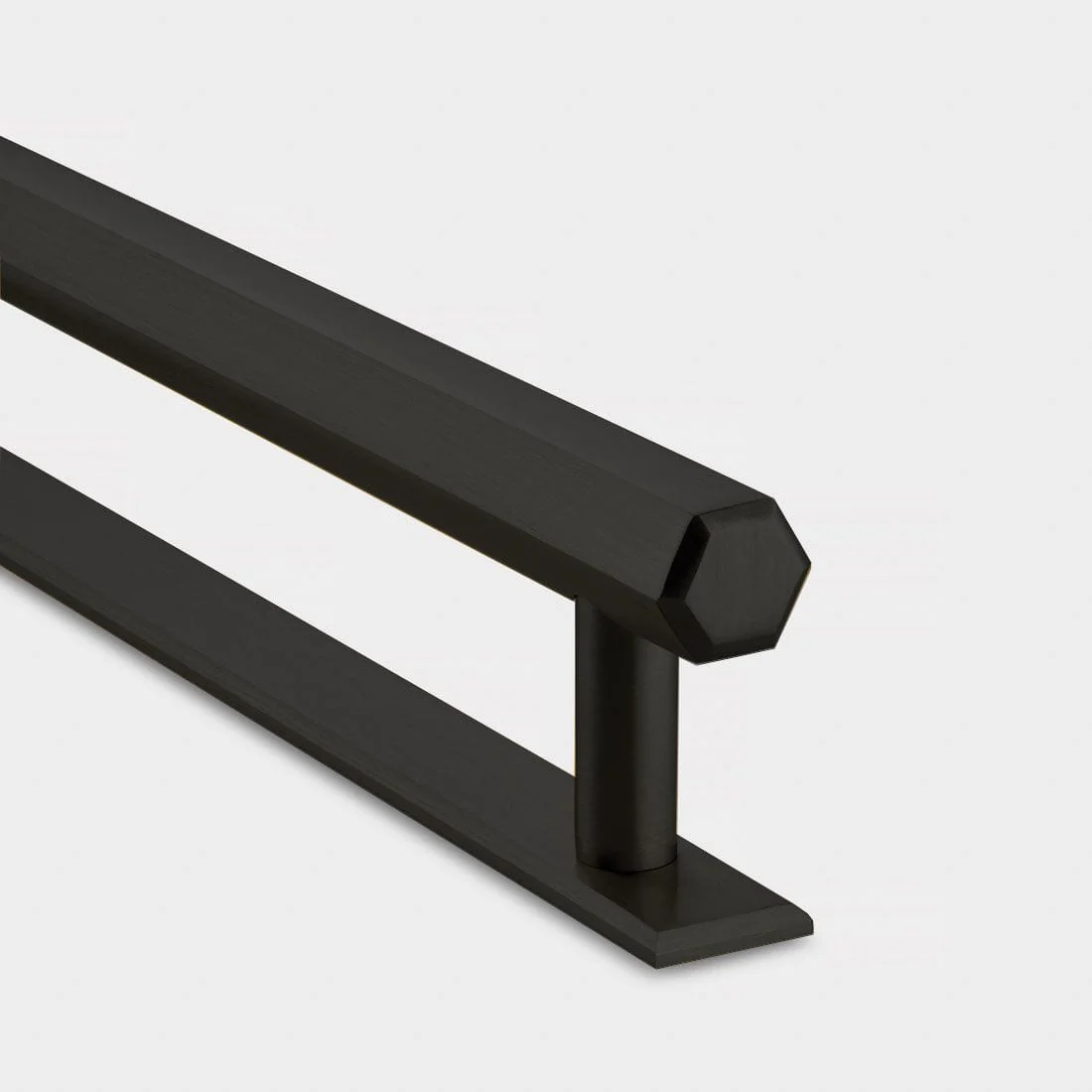 Hexagonal Brass Cupboard Bar Handle With Back Plate - Black - Hole Centre 160mm