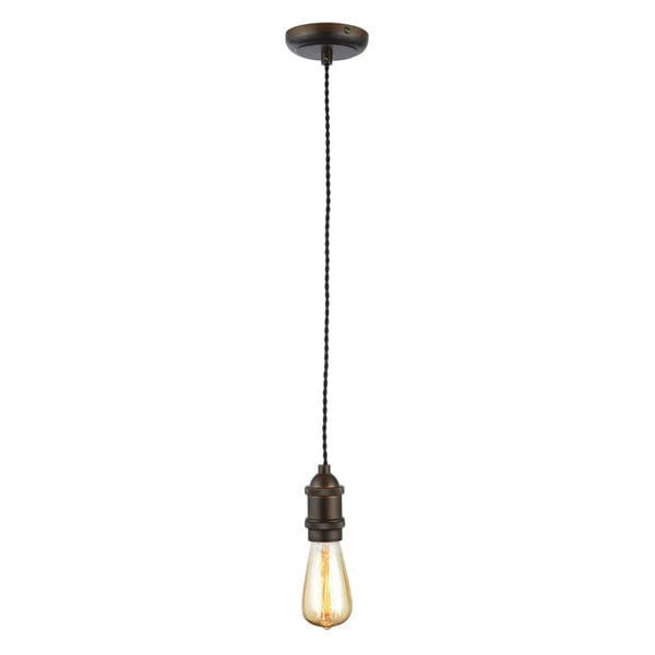 Inlight - Vintage Style Braided Black Cable Ceiling Pendant - Antique Bronze - Image 4