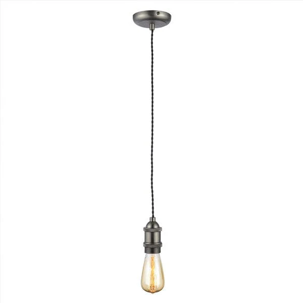Inlight - Vintage Style Braided Black Cable Ceiling Pendant - Pewter Black - Image 4