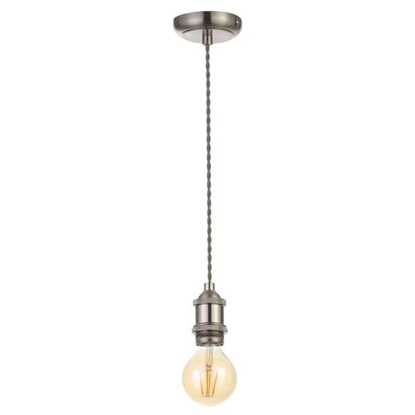 Inlight - Vintage Style Braided Grey Cable Ceiling Pendant - Satin Nickel - Image 3