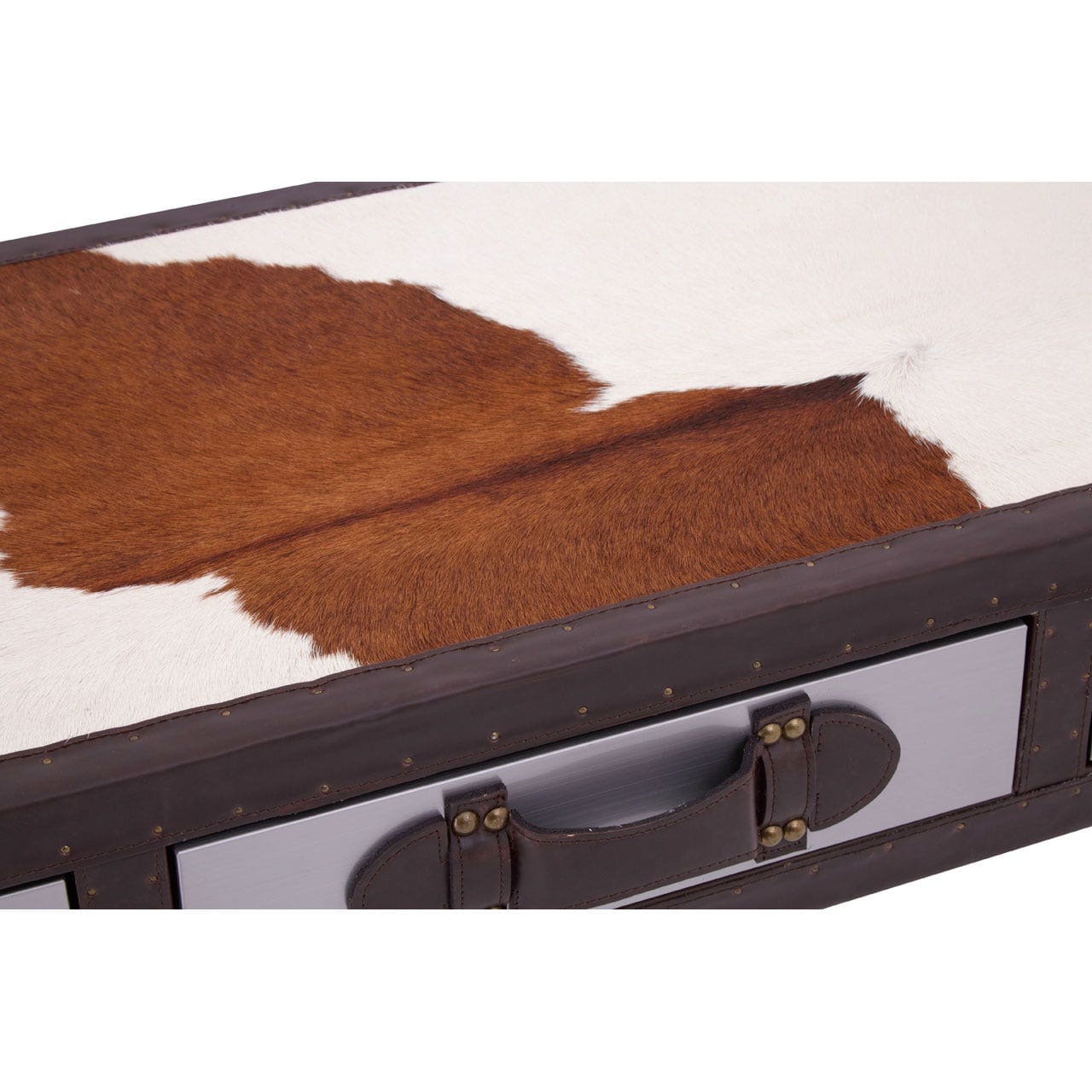 Brown/White Genuine Cowhide Console Table - Image 2