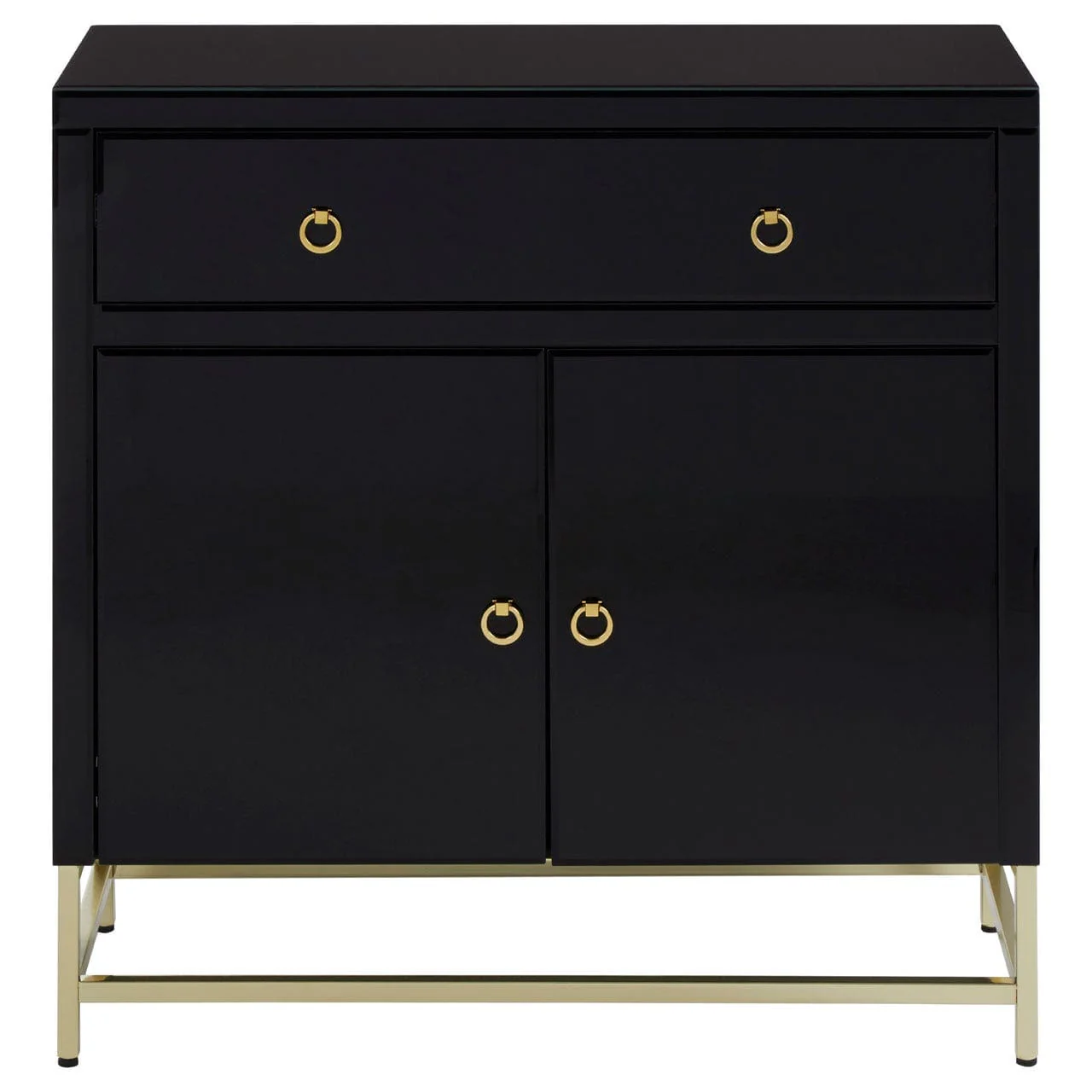 Kensington Townhouse Cabinet - Black & Gold Mirrored Polish Finish