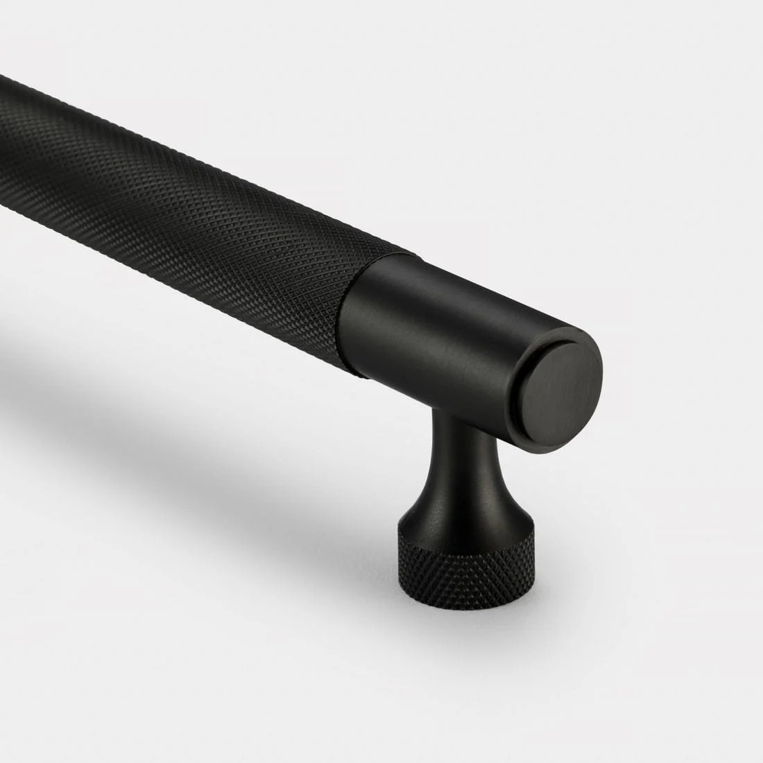 Knurled Brass Cupboard Bar Handle - Black - Hole Centre 224mm