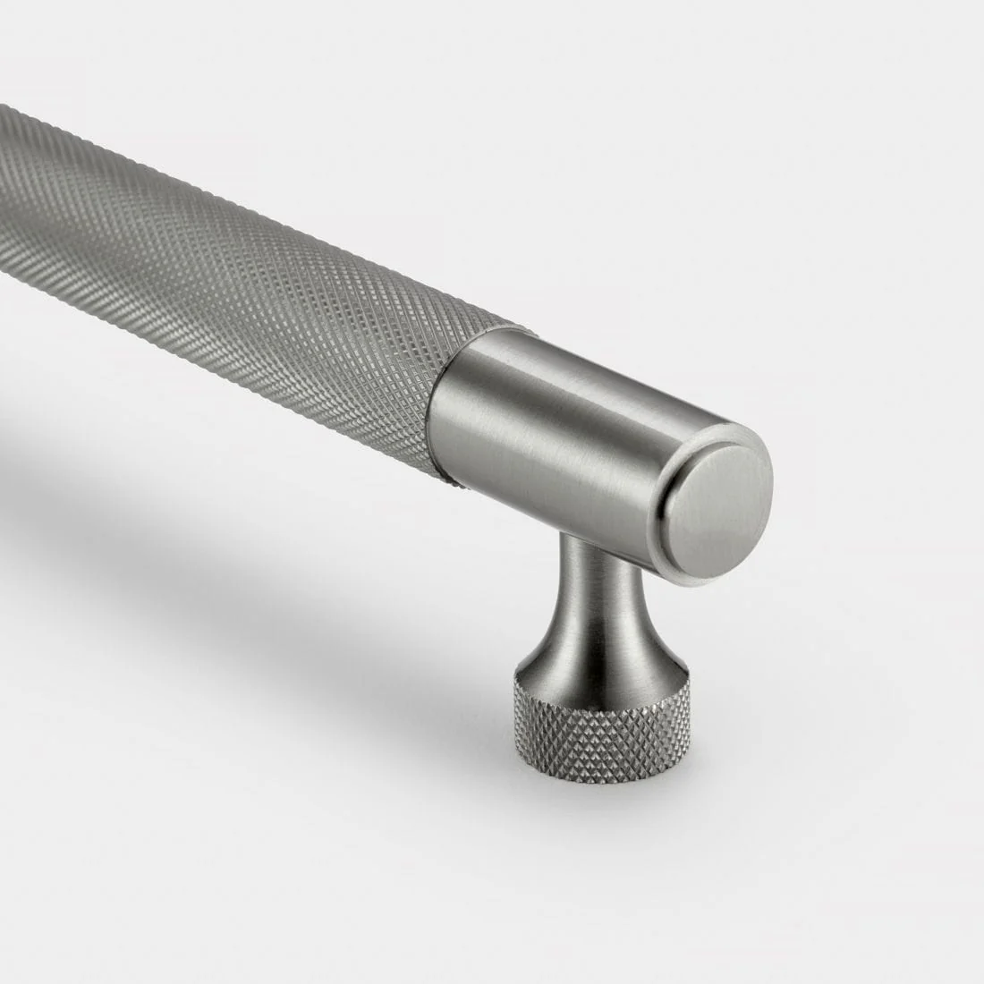 Knurled Brass Cupboard Bar Handle - Silver - Hole Centre 320mm