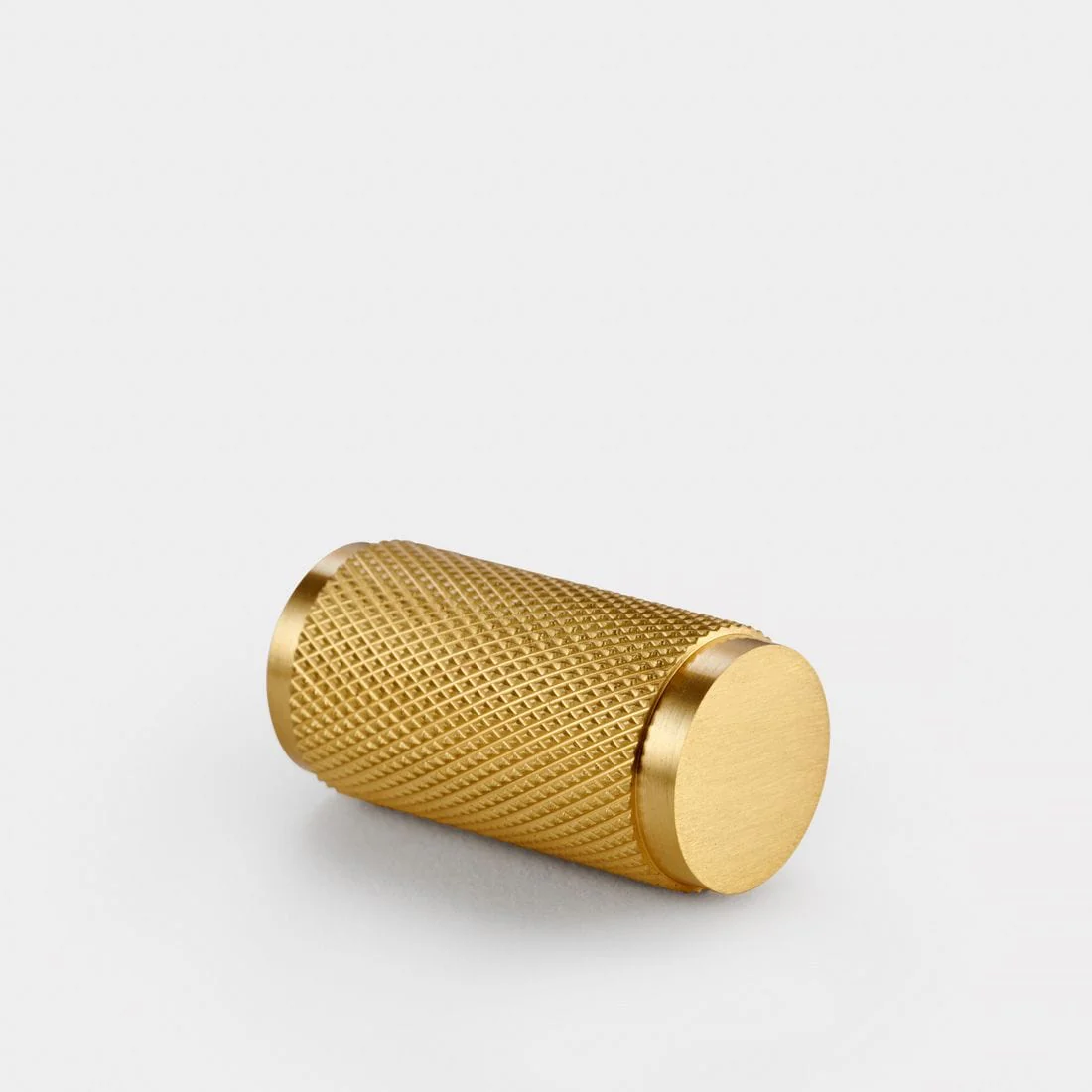 Knurled Cylinder Brass Cupboard Door Pull Handle - Satin Brass