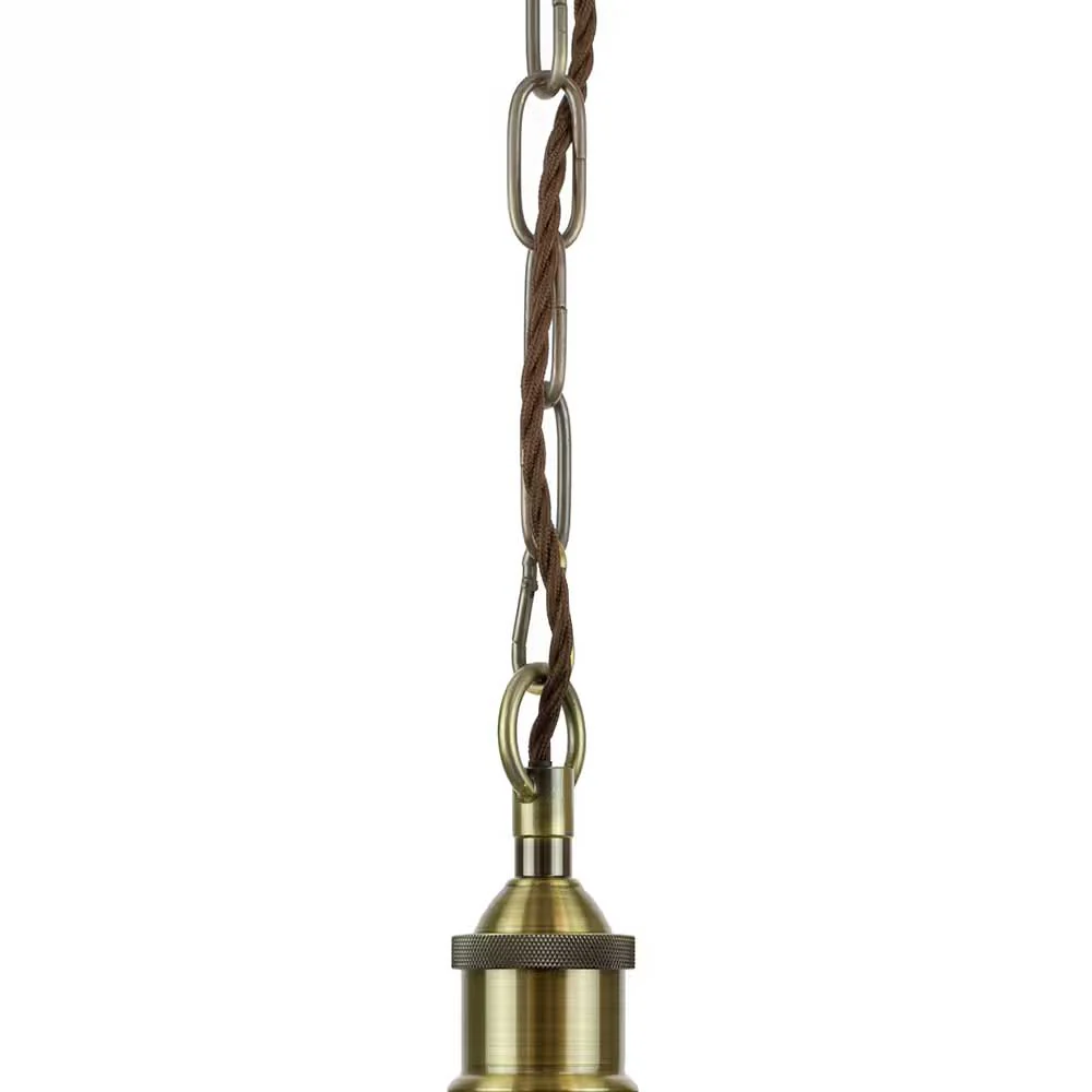 Lawrence Clear Elongated Dome Glass Pendant Light - Antique Brass - Image 2