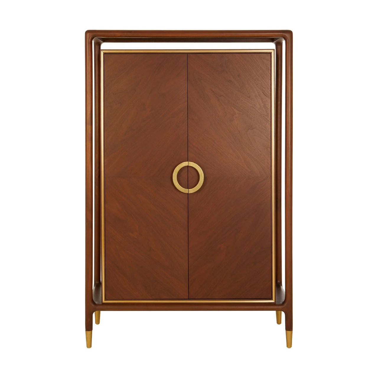 Lino 2 Door Cabinet In Walnut & Brass