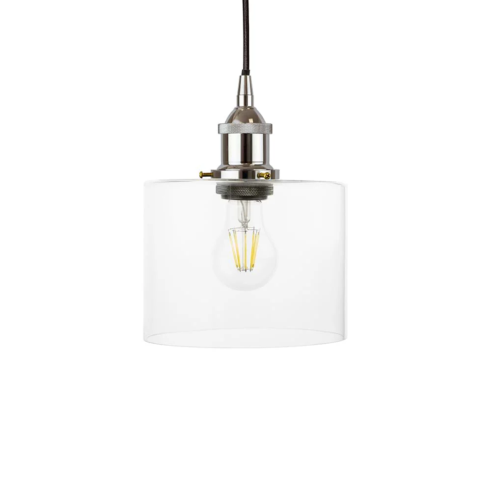 Lowell Petite Clear Glass Pendant Light - Nickel
