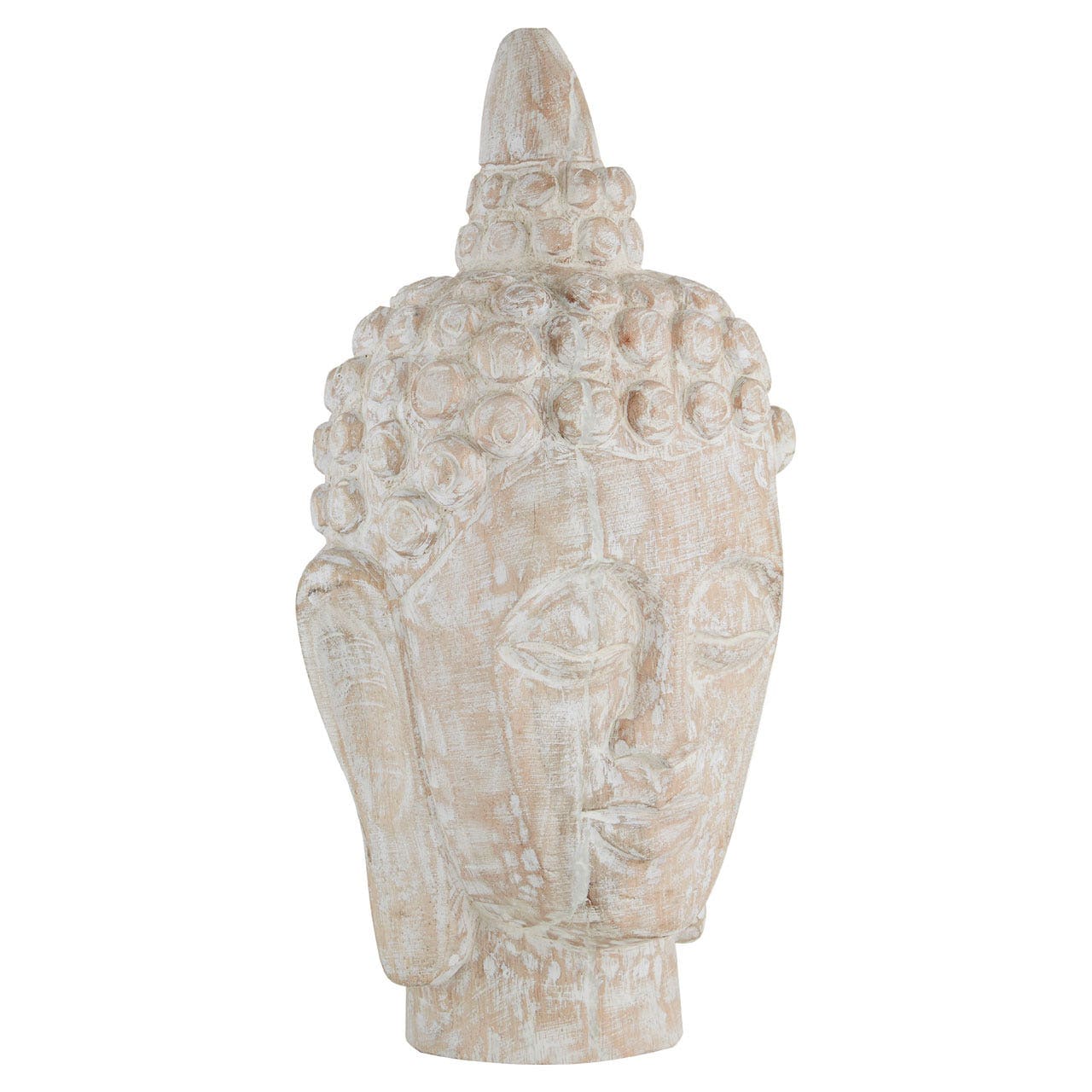 Mango Wood White Wash Buddha Head - Image 2