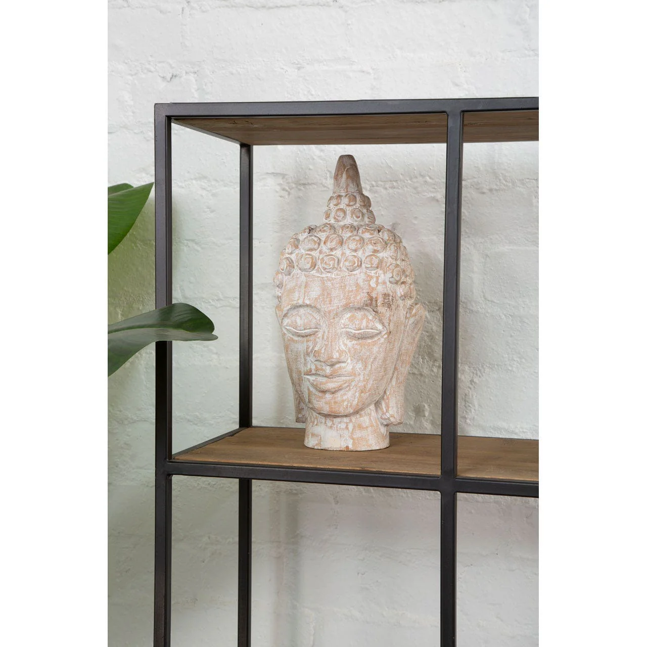 Mango Wood White Wash Buddha Head - Image 3