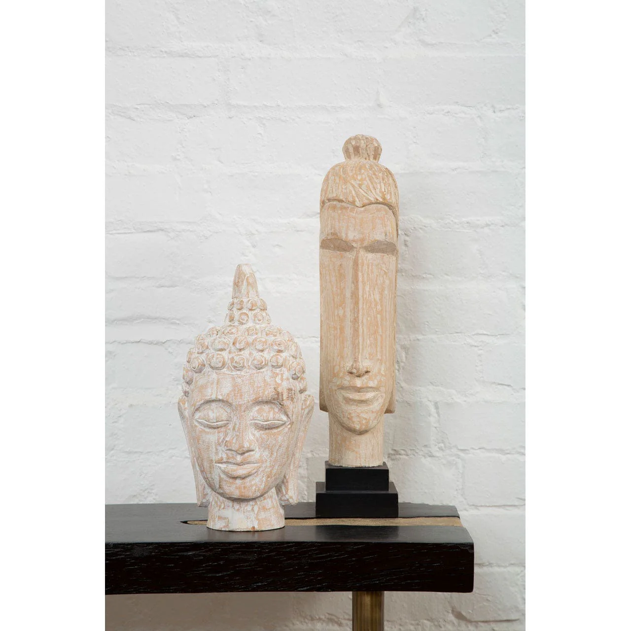 Mango Wood White Wash Buddha Head - Image 4