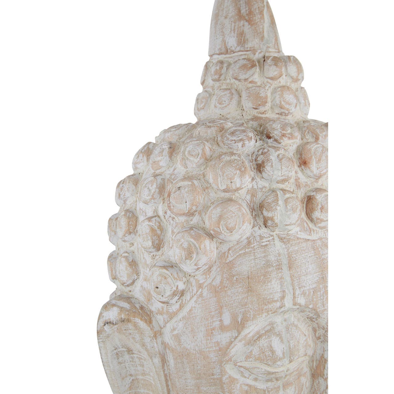 Mango Wood White Wash Buddha Head - Image 6