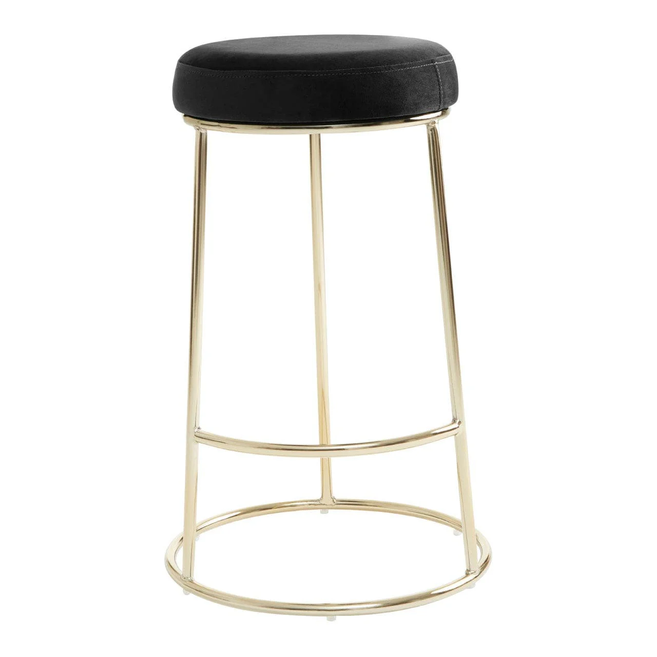 New York Bar Stool In Black Velvet & Gold - Image 3