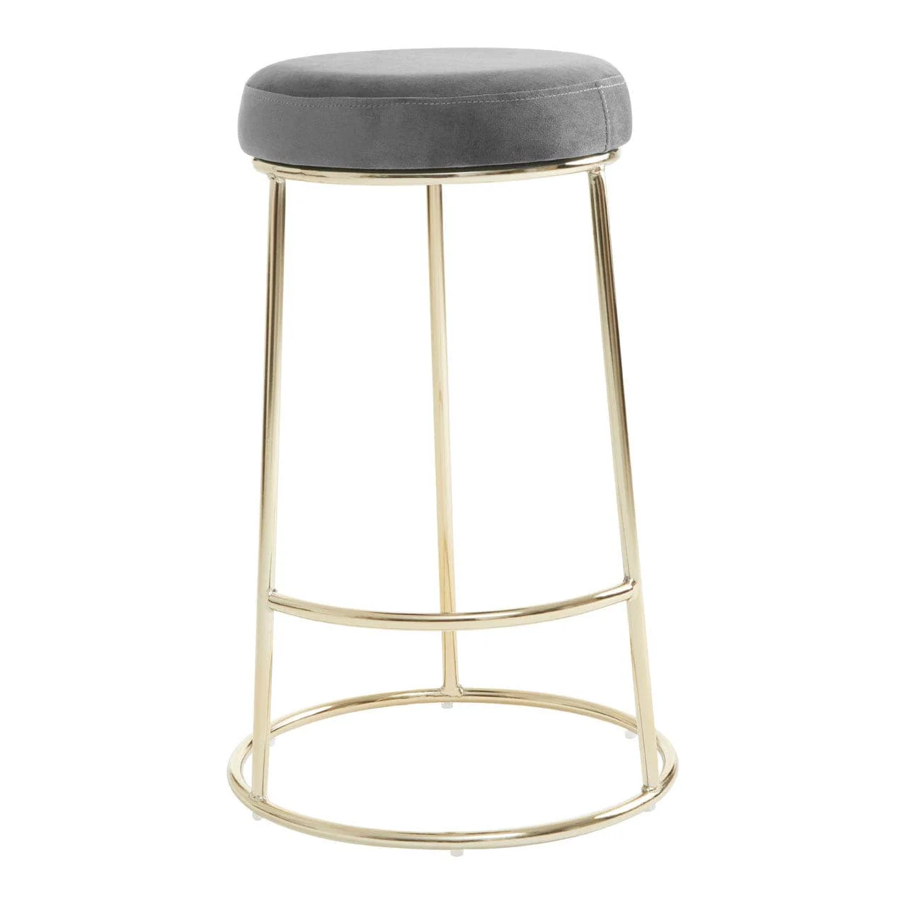 New York Bar Stool In Grey Velvet & Gold - Image 3