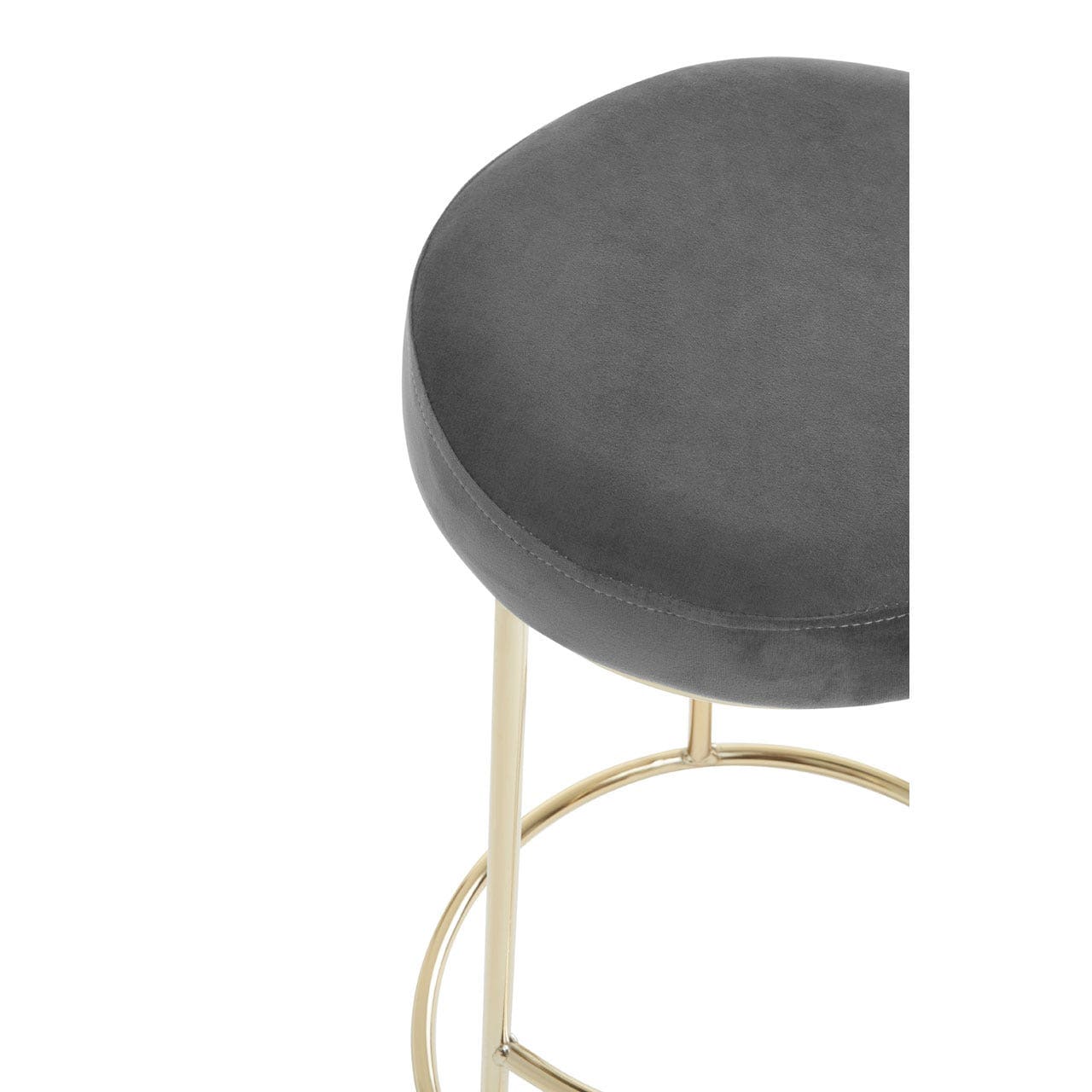 New York Bar Stool In Grey Velvet & Gold - Image 4