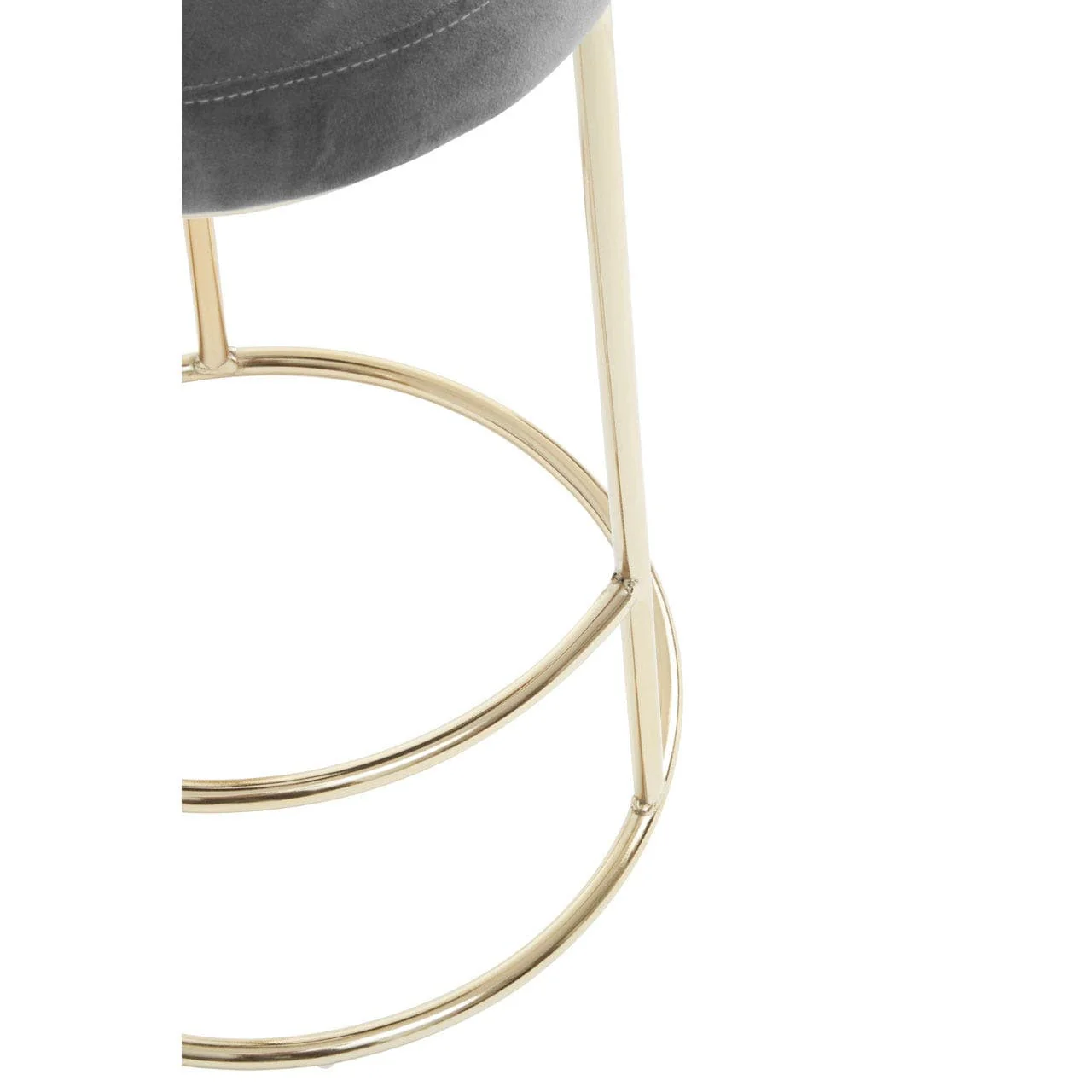 New York Bar Stool In Grey Velvet & Gold - Image 6