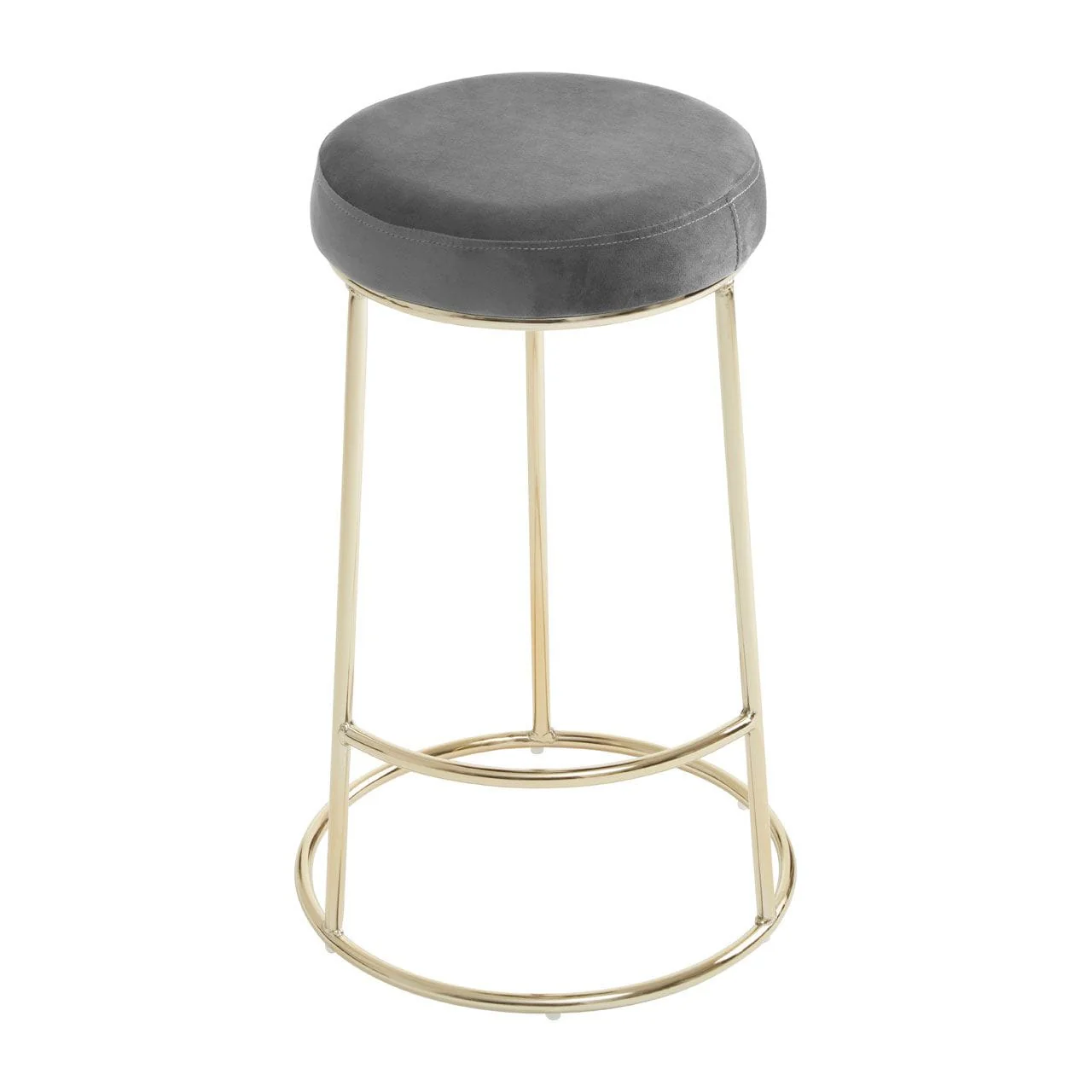 New York Bar Stool In Grey Velvet & Gold - Image 7