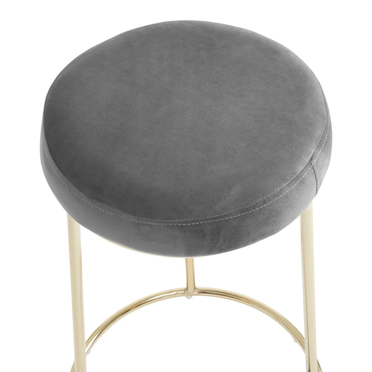 New York Bar Stool In Grey Velvet & Gold - Image 9