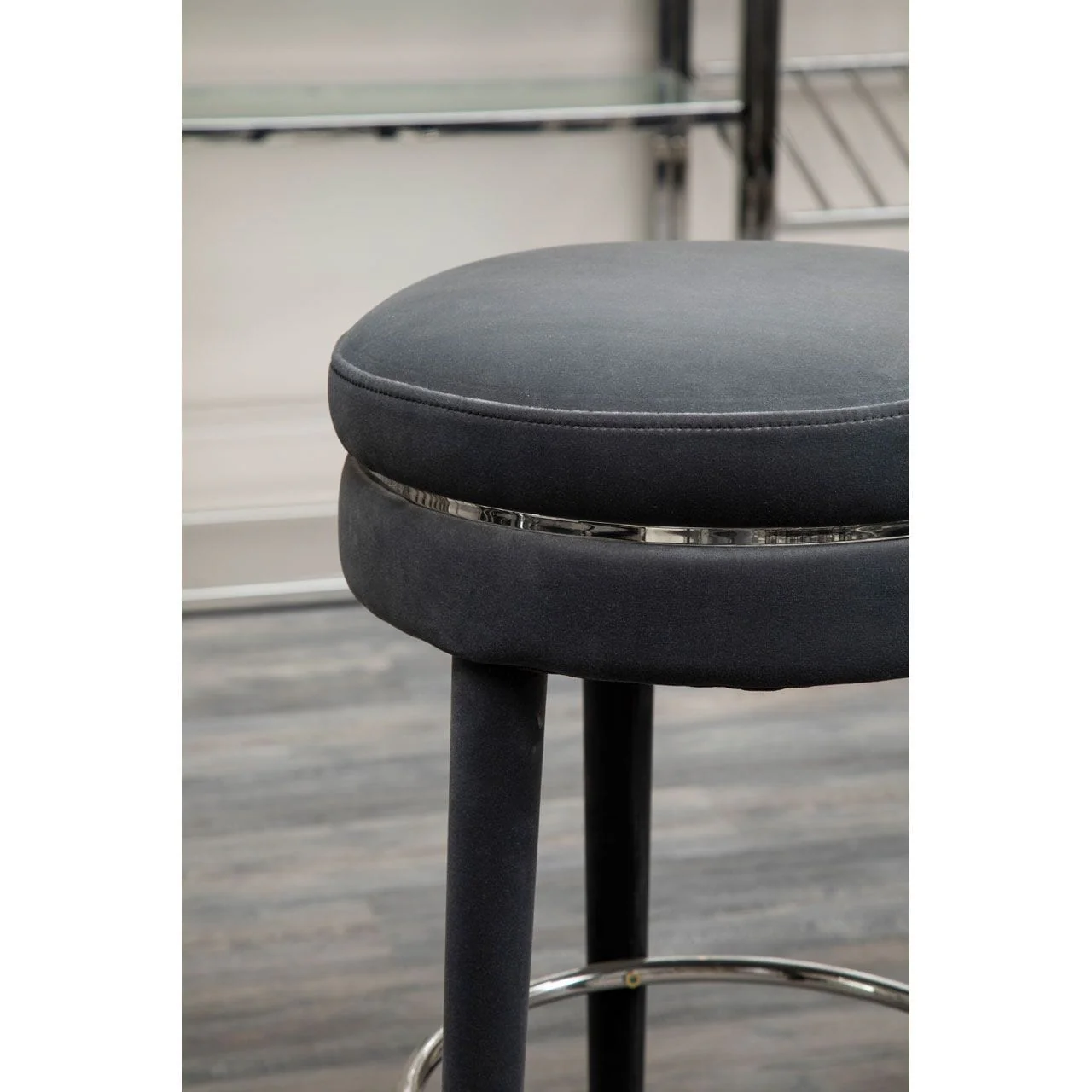 New York Grey Velvet Bar Stool - Image 3