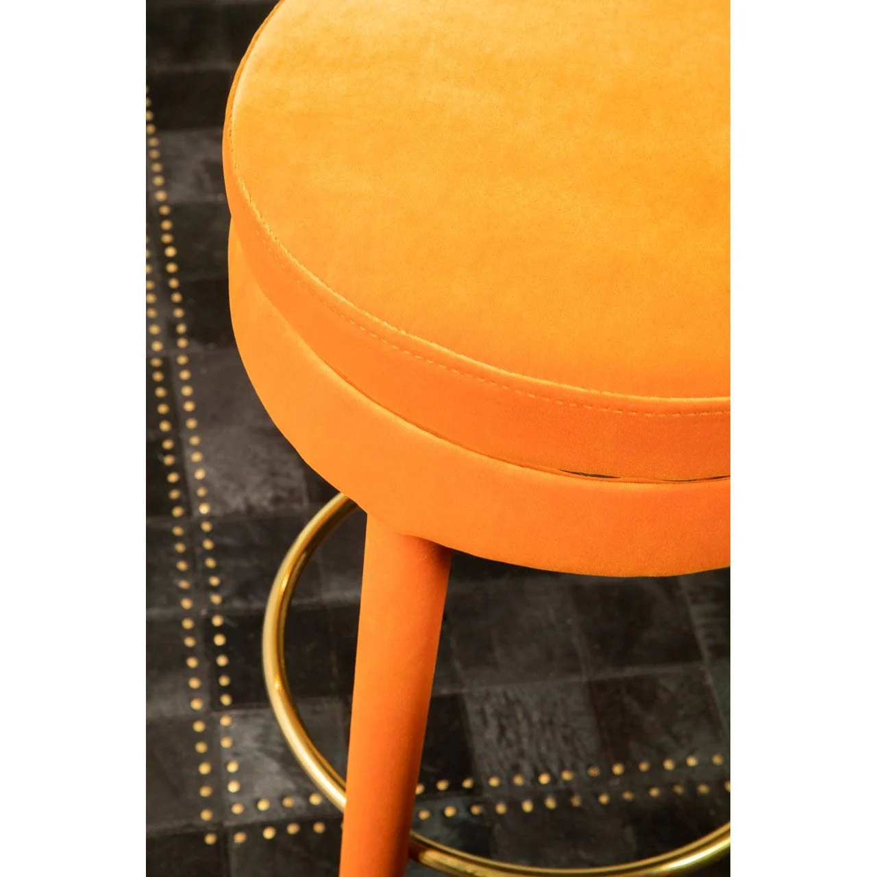 New York Orange Velvet Bar Stool - Image 2