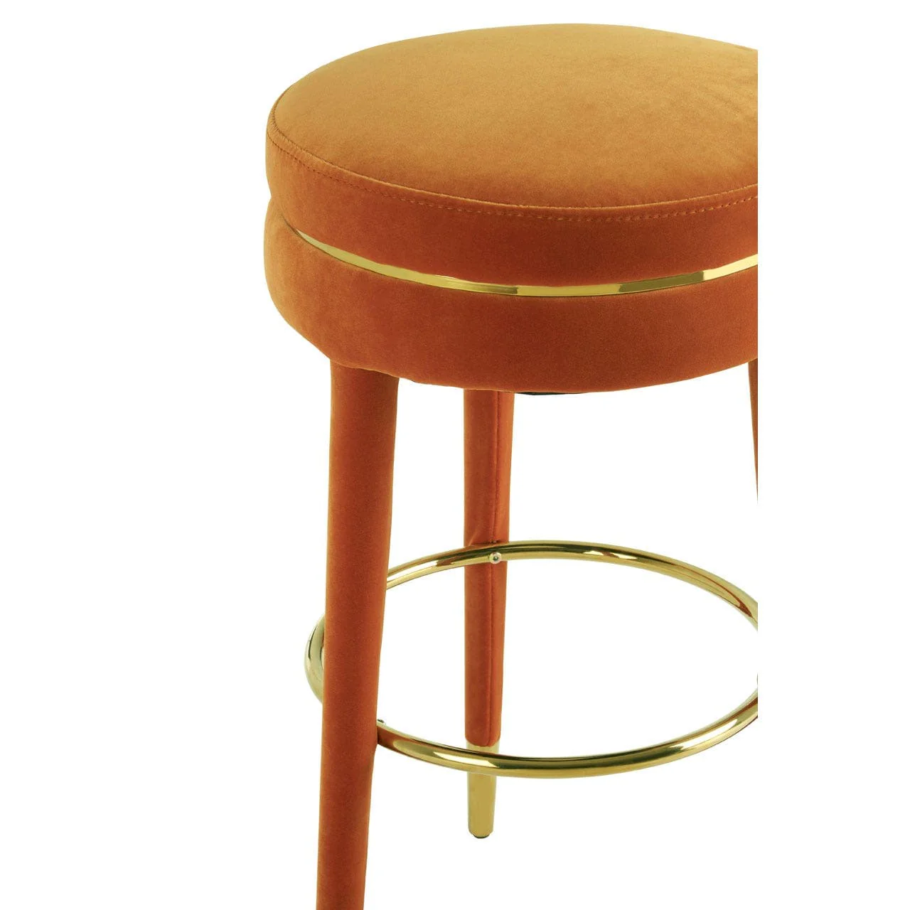 New York Orange Velvet Bar Stool - Image 3