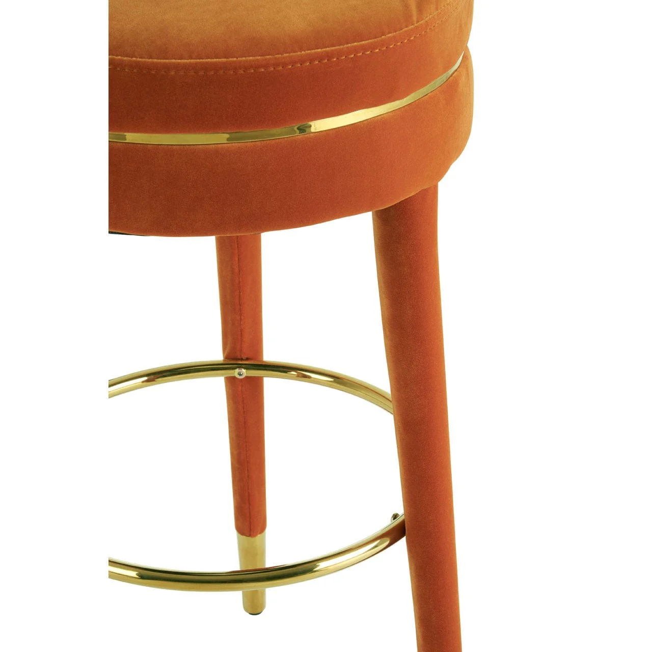 New York Orange Velvet Bar Stool - Image 4