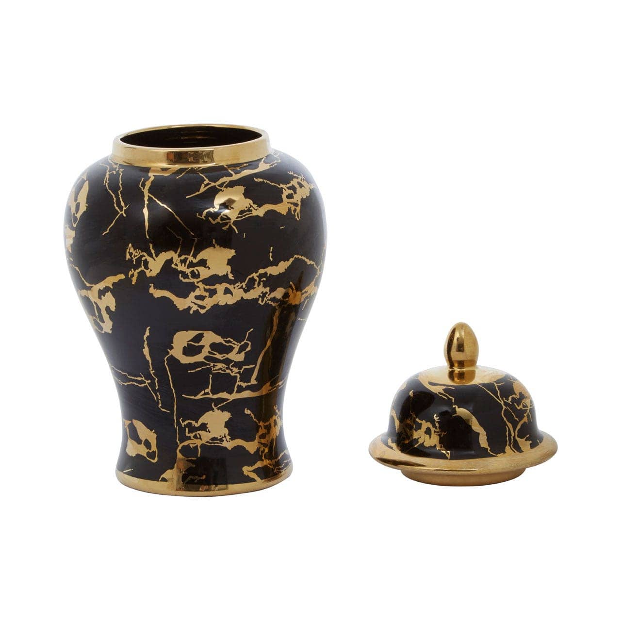 Marmo Marble Effect Black And Gold Large Ceramic Jar - Image 5