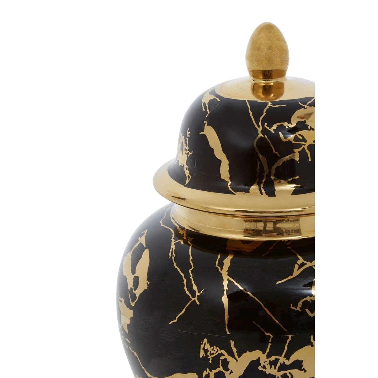 Marmo Marble Effect Black And Gold Large Ceramic Jar - Image 6
