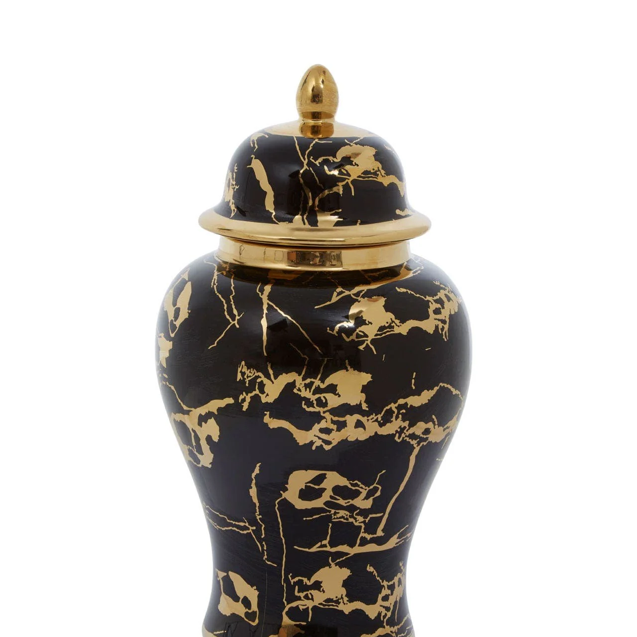 Marmo Marble Effect Black And Gold Small Ceramic Jar - Image 3