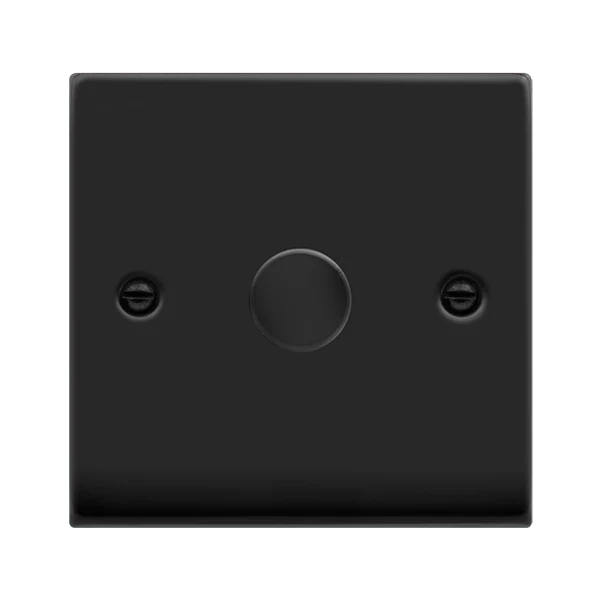 Matt Black 1 Gang 2 Way LED 100W Trailing Edge Dimmer Light Switch