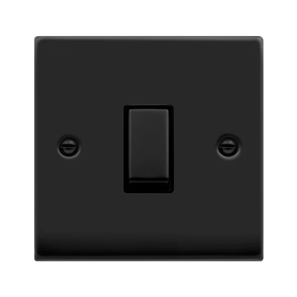 Matt Black 1 Gang 20A Ingot DP Switch - Black Trim