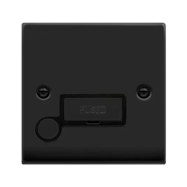 Matt Black 13A Fused Ingot Connection Unit With Flex - Black Trim