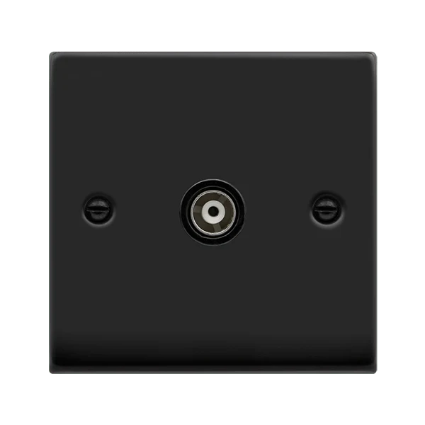 Matt Black Single Isolated Coaxial Socket - Black Trim