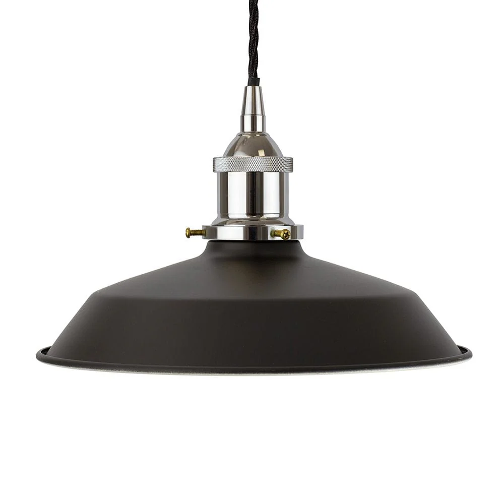 Matt Black Small Trinity Metal Painted Pendant Light - Nickel Lamp Holder & Ceiling Rose
