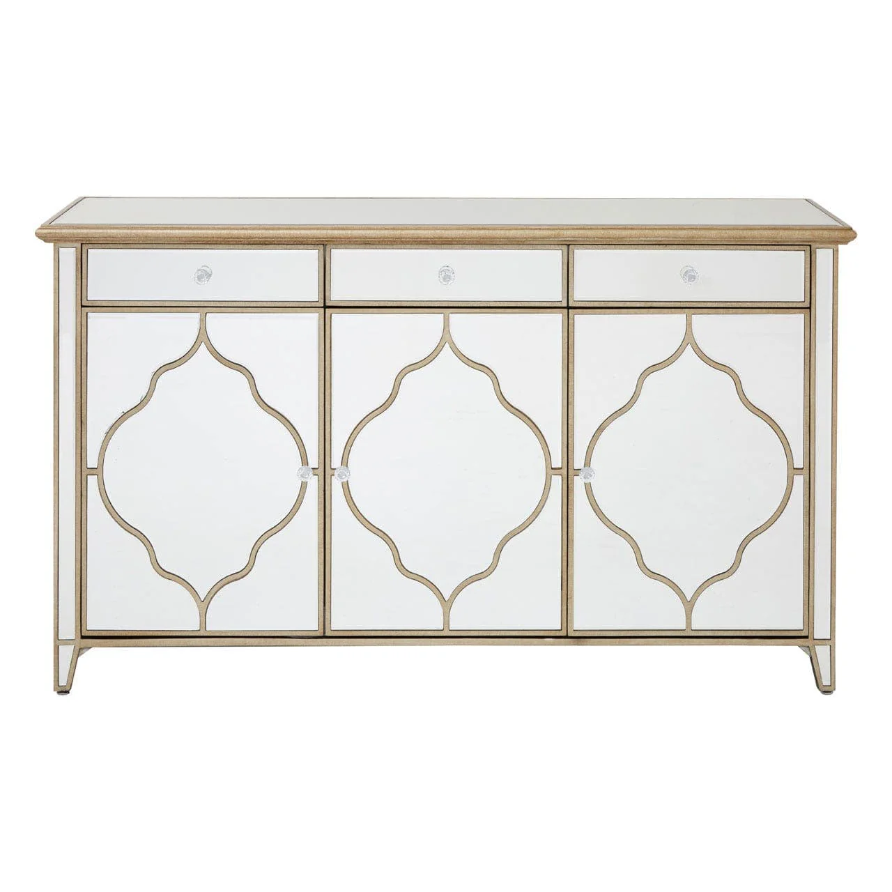 Medina Mirrored Cabinet With 3 Drawers And Mirrored Glass