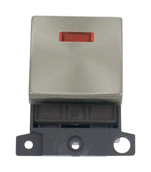 Minigrid Ingot 20A DP Ingot Switch With Neon - Brushed Stainless Steel