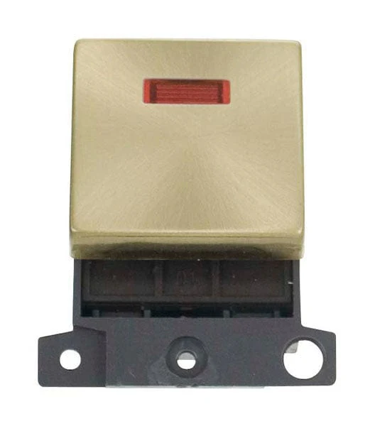 Minigrid Ingot 20A DP Ingot Switch With Neon - Satin Brass