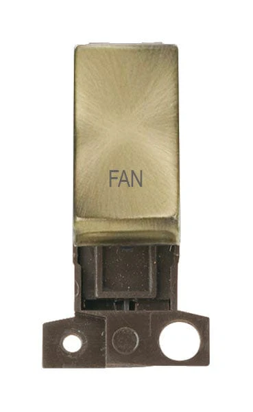 Minigrid Ingot Printed 13A Resistive 10AX DP Switch - Antique Brass - Fan