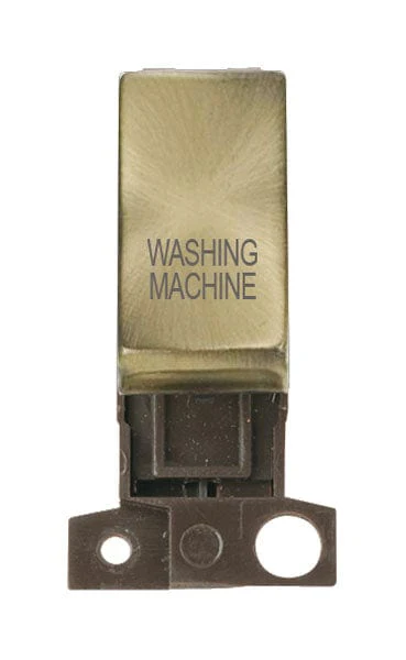 Minigrid Ingot Printed 13A Resistive 10AX DP Switch - Antique Brass - Washing Machine