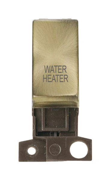 Minigrid Ingot Printed 13A Resistive 10AX DP Switch - Antique Brass - Water Heater