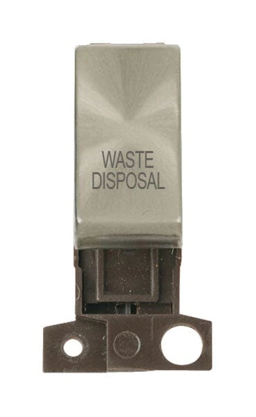 Minigrid Ingot Printed 13A Resistive 10AX DP Switch - Brushed Stainless Steel - Waste Disposal