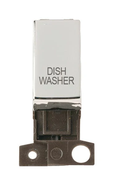 Minigrid Ingot Printed 13A Resistive 10AX DP Switch - Chrome - Dish Washer