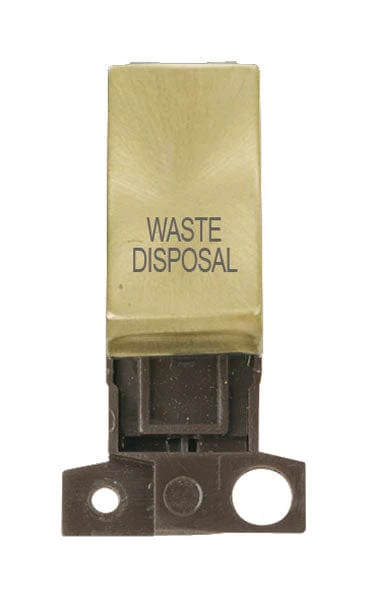 Minigrid Ingot Printed 13A Resistive 10AX DP Switch - Satin Brass - Waste Disposal
