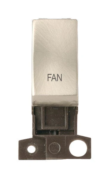 Minigrid Ingot Printed 13A Resistive 10AX DP Switch - Satin Chrome - Fan