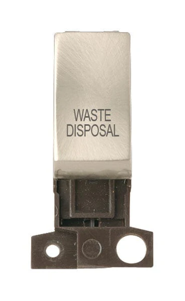 Minigrid Ingot Printed 13A Resistive 10AX DP Switch - Satin Chrome - Waste Disposal