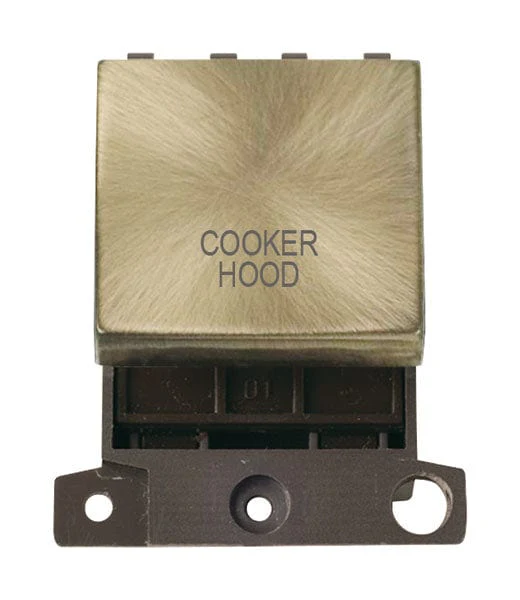 Minigrid Ingot Printed 20A DP Ingot Switch - Antique Brass - Cooker Hood