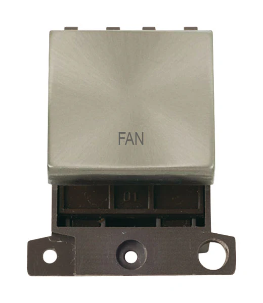 Minigrid Ingot Printed 20A DP Ingot Switch - Brushed Stainless Steel - Fan