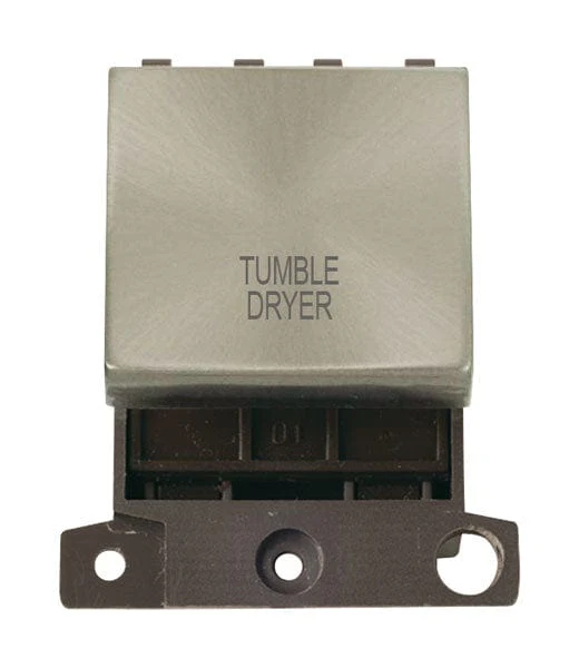 Minigrid Ingot Printed 20A DP Ingot Switch - Brushed Stainless Steel - Tumble Dryer