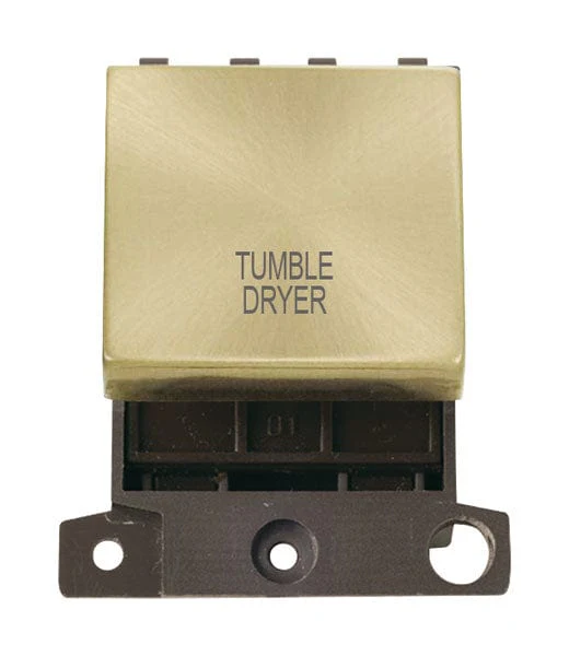 Minigrid Ingot Printed 20A DP Ingot Switch - Satin Brass - Tumble Dryer