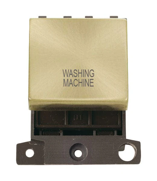 Minigrid Ingot Printed 20A DP Ingot Switch - Satin Brass - Washing Machine